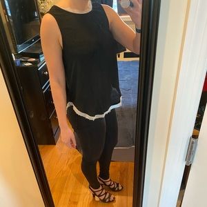 Black and white loose fit top